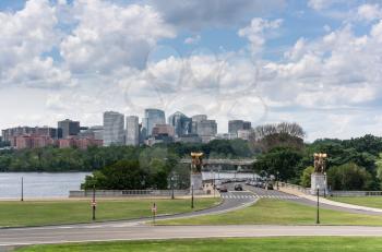 WASHINGTON, DC - JULY 8: The skyline of Rosslyn on 8 July 2017 in Washington DC. Rosslyn is a heavily urbanized unincorporated area in Northern Virginia.