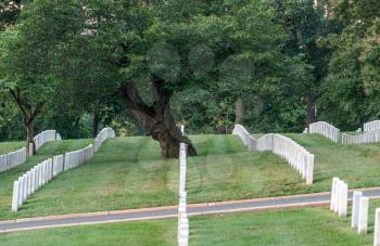 Marble gravestones at Arlington Cemetery outside Washington DC