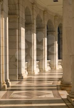 Columns in the Memorial Amphitheater in Arlington Cemetery outside Washington DC