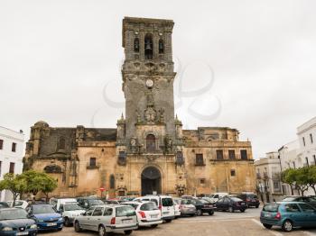 Square by Church of Santa Maria in Arcos de la Frontera near Cadiz in Spain