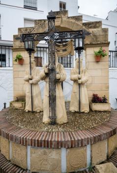 Statue by local artists to celebrate Holy Week in Arcos de la Frontera near Cadiz in Spain