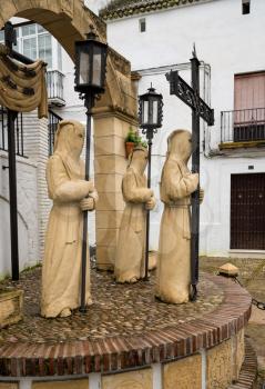 Statue by local artists to celebrate Holy Week in Arcos de la Frontera near Cadiz in Spain