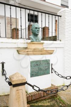 Bust of Julio Mariscal Montes, Poet, in Arcos de la Frontera near Cadiz in Spain