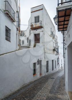 Tourist office in narrow street of Arcos de la Frontera near Cadiz in Spain