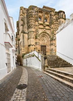 Steps leading to Church of Santa Maria in Arcos de la Frontera near Cadiz in Spain