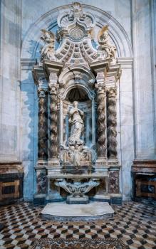 Side Chapel and statue in Cathedral in city of Cadiz in Southern Spain