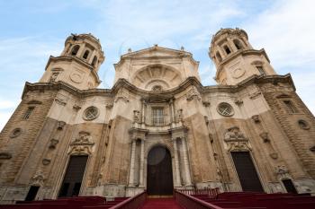 Structure for holy week or Easter by Cathedral in city of Cadiz in Southern Spain