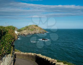 Coastline of the old harbour of Ilfracombe in North Devon, England
