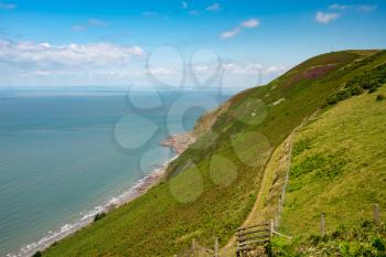 Coastline and ocean looking away from Lynmouth in North Devon, England