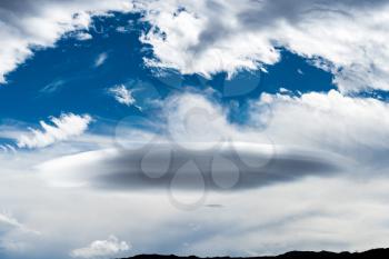 UFO shaped lenticular cloud over the Anza Borrego desert in California