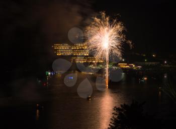 Fireworks for Cheat Lake regatta near Morgantown in West Virginia