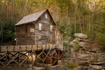 Waterwheel and old grist mill in Babcock state park in West Virginia