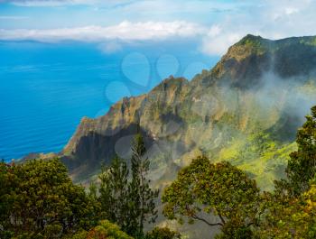 High definition panorama over Kalalau Valley in Kauai, Hawaii