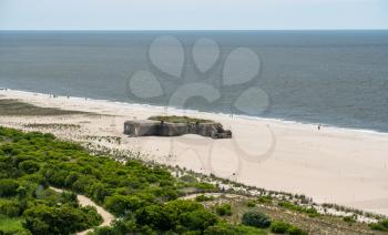 World war 2 concrete bunker on beach at Cape May Point in New Jersey