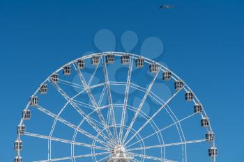 White ferris wheel on Steel Pier in Atlantic City on the New Jersey coast