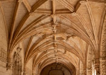 Detail of the magnificent carvings in the cloisters in the Monastery of Jeronimos in Belem
