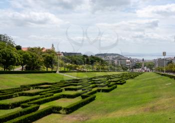 View over the large Edward VII park at the end of Avenida de Liberdade in Lisbon