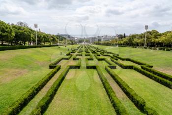 View over the large Edward VII park at the end of Avenida de Liberdade in Lisbon