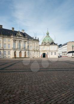 Courtyard of Amalienborg palace in the city of Copenhagen in Denmark