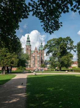 COPENHAGEN, DENMARK - SEPTEMBER 18: Rosenborg Castle on September 18, 2017 in Copenhagen. The castle was built in 1606.