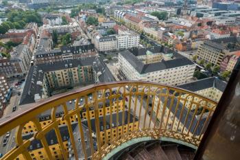 Spiral walkway up tower of Church of our Saviour in Copenhagen, Denmark
