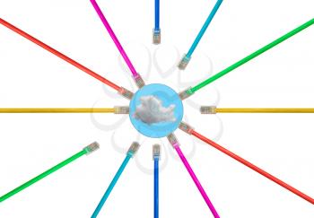 Different colored cat5e ethernet cables to illustrate the connection and speed of data on the internet and different treatment under net neutrality