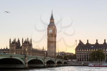 LONDON, UK - OCTOBER 1, 2015: HDR view of Houses of Parliament and Big Ben from South Bank by Westminster Bridge, London England