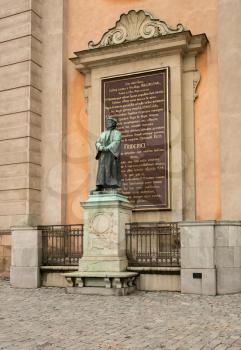 Bronze statue to Friderici or Frederick by the Royal Palace in Gamla Stan, Stockholm Sweden