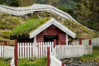Grass and turf used as roofing material on Norwegian homes and stable