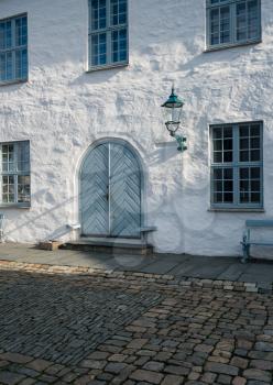 Doorway inside the Bergenhus Fortress by the port of Bergen in Norway
