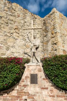 SAN JUAN CAPISTRANO, CALIFORNIA - 1 NOVEMBER 2017: Statue of Junipero Serra at San Juan Capistrano Mission in California