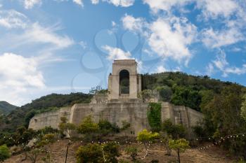 Solid concrete memorial to William Wrigley in botanic gardens near Avalon on Catalina Island
