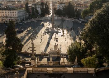 ROME, ITALY - MARCH 19, 2018: Tourists in the Piazza del Popolo in Rome, Italy