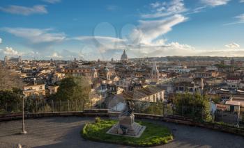Skyline of city of Rome, Italy from the Pincio Gardens Terrace