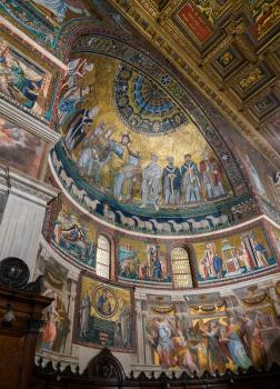 ROME, ITALY - MARCH 19, 2018: Interior of the Church of Santa Maria in Trastevere, Rome, Italy