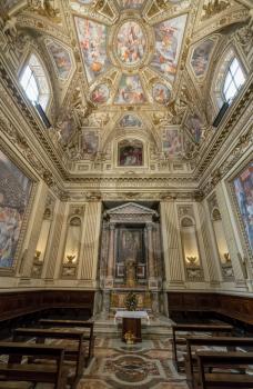 ROME, ITALY - MARCH 19, 2018: Interior of the Church of Santa Maria in Trastevere, Rome, Italy
