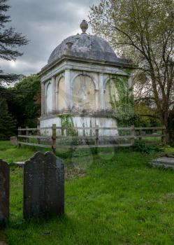 Mausoleum in graveyard of church to St Mary the Virgin in Hambleden in Buckinghamshire