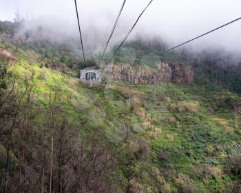 Tower carrying the cable car up the mountain from Monte to Botanical Gardens in Madiera