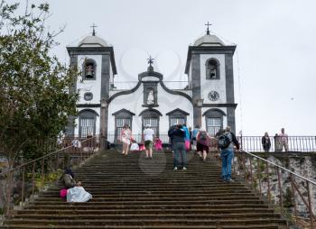 FUNCHAL, MADIERA - MARCH 12, 2018: Church of our Lady of Monte above Funchal on island of Madiera