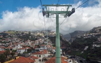 Tower carrying the cable car up the mountain from Funchal to Monte in Madiera