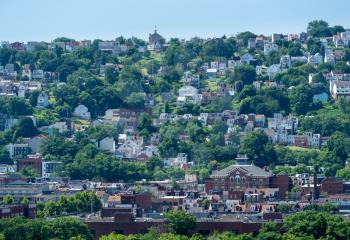 Heat haze provides an abstract look to the homes on South Side Slopes in Pittsburgh PA
