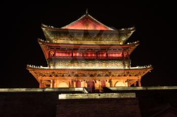 The Bell tower in Xi'an in Shaanxi province illuminated at night