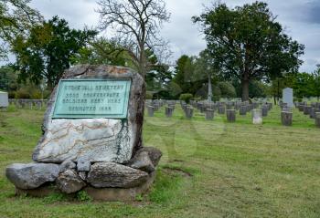 WINCHESTER, VA - 20 AUGUST 2018: Monument to Stonewall and confederate soldiers in Mount Hebron Cemetery in Winchester, Virginia