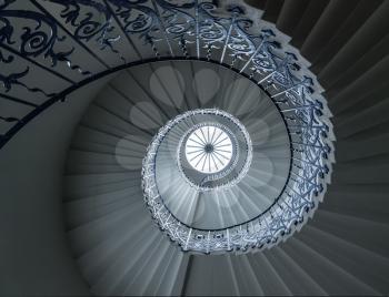 Spiral pattern of the tulip stairs in the Queen's palace in Greenwich London