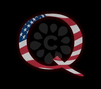 Concept background illustration with US Flag for QAnon or Q Anon, a deep state conspiracy theory