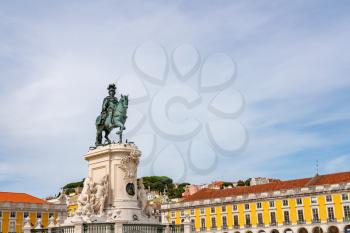 Statue of King Jose I in Praca do Comercio or Terreiro do Paco in downtown Lisbon