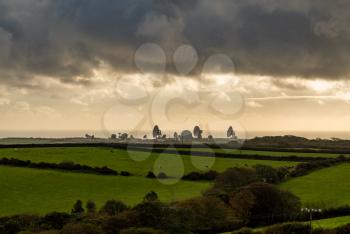 GCHQ Bude satellite ground site near Morwenstow in Cornwall on stormy day