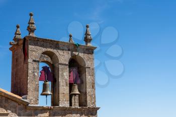 Detail of bell tower of the Rocamador church for our Lady in Castelo Rodrigo in Portugal