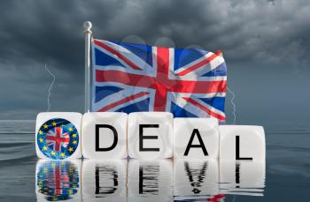 Brexit concept image of UK flag sinking as the trade deal with the EU runs into difficulties in 2020