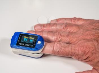 Pulse oximeter on finger is a good way to test blood oxygen level in case of virus infection of the lungs